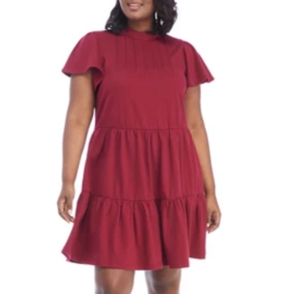 Crown & Ivy burgundy knee-length dress